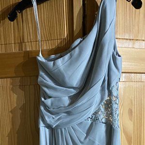 David's Bridal One-Shoulder Dress with Lace Insert